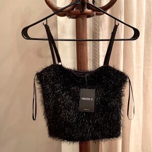 Forever 21 Tinsel Fur Crop Top